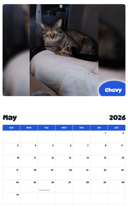 2026 - 2027 Chevy - Pawidols Pet Calendar