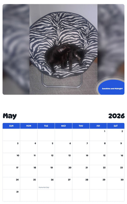 2026 - 2027 Sunshine and Midnight - Pawidols Pet Calendar