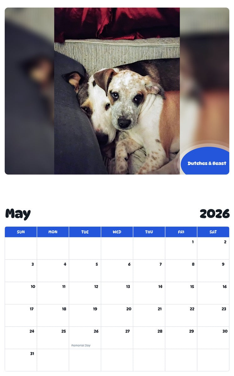 2026 - 2027 Dutches & Beast - Pawidols Pet Calendar