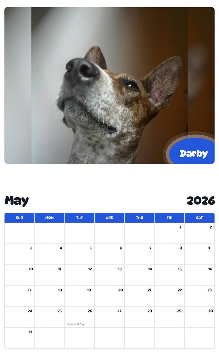 2026 - 2027 Darby - Pawidols Pet Calendar