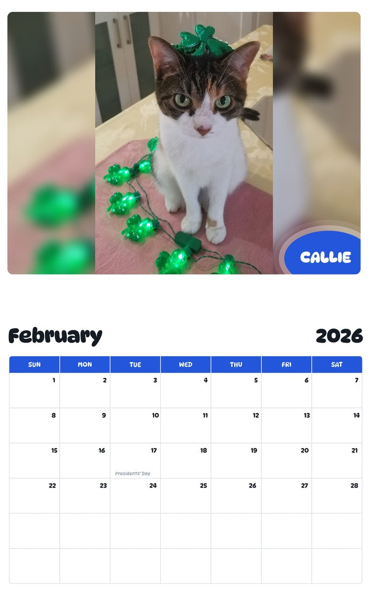 October 2025 - September 2026 CALLIE - Pawidols Pet Calendar