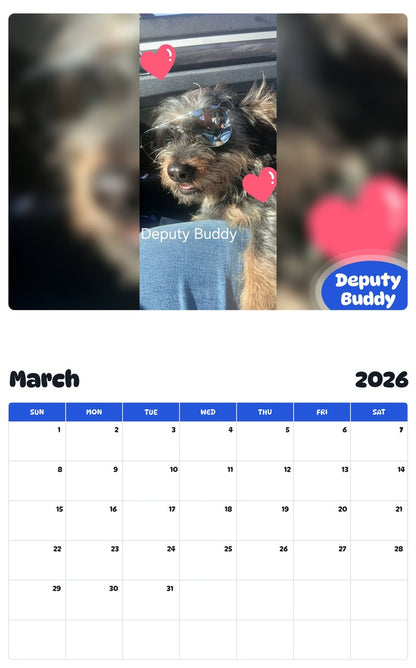 November 2025 - October 2026 Deputy Buddy - Pawidols Pet Calendar