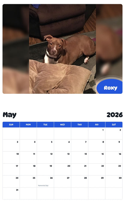 2026 - 2027 Roxy - Pawidols Pet Calendar
