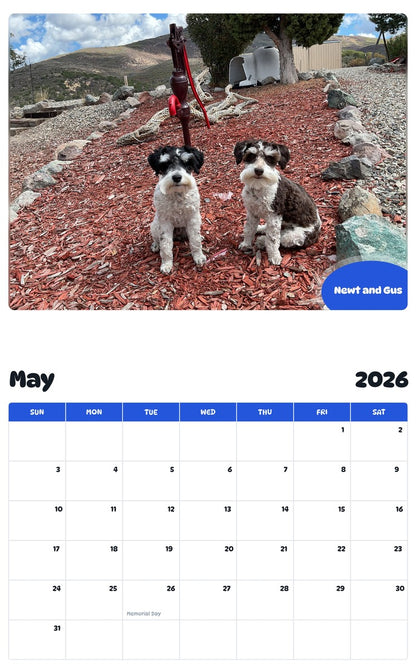 2026 - 2027 Newt and Gus - Pawidols Pet Calendar