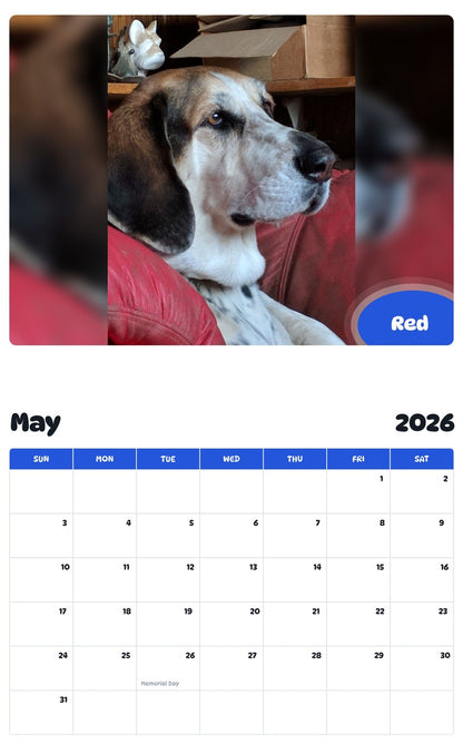 2026 - 2027 Red - Pawidols Pet Calendar