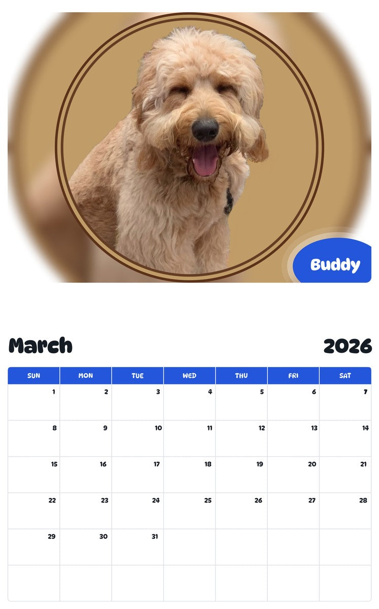 November 2025 - October 2026 Buddy - Pawidols Pet Calendar