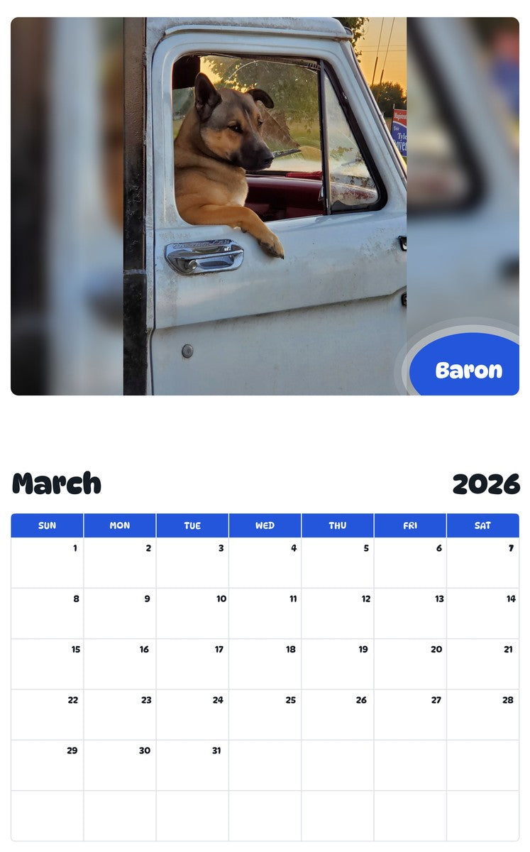 November 2025 - October 2026 Baron - Pawidols Pet Calendar