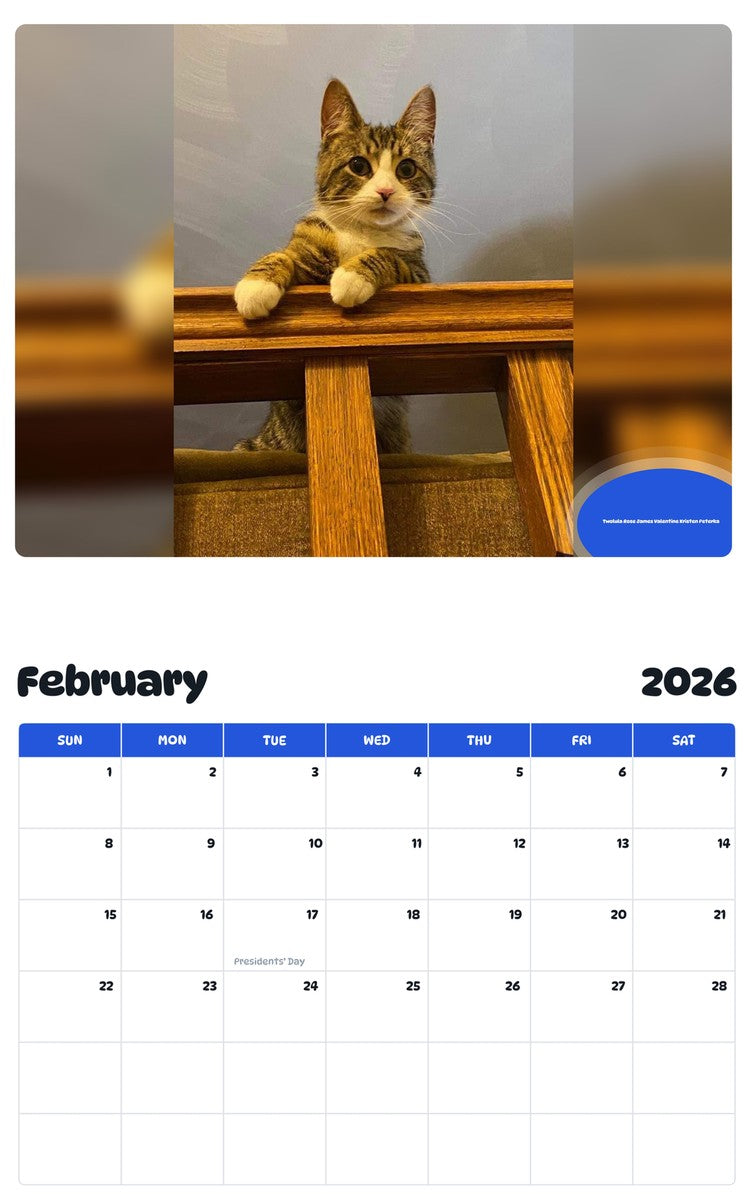 October 2025 - September 2026 Twolula Rose James Valentine Kristen Peterka - Pawidols Pet Calendar