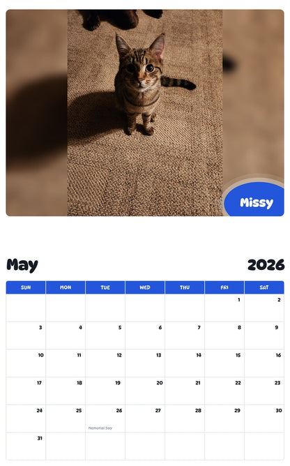 2026 - 2027 Missy - Pawidols Pet Calendar