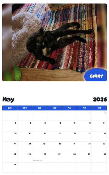 2026 - 2027 GINKY - Pawidols Pet Calendar
