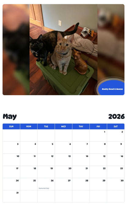 2026 - 2027 Rocky Road & Queso - Pawidols Pet Calendar