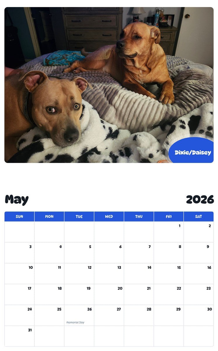 2026 - 2027 Dixie/Daisey - Pawidols Pet Calendar