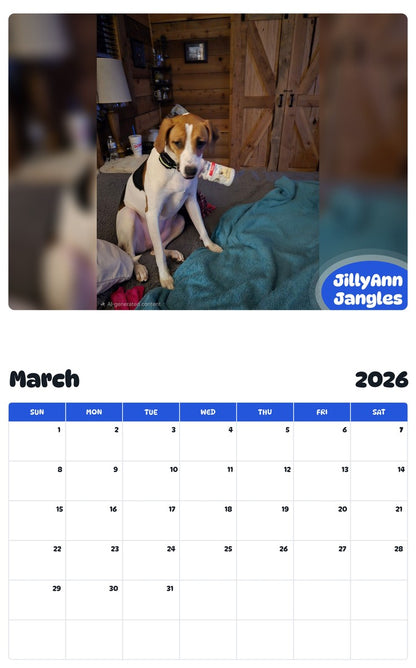 November 2025 - October 2026 JillyAnn Jangles - Pawidols Pet Calendar