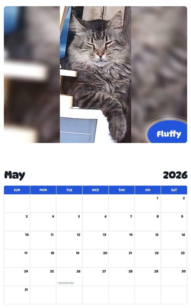 2026 - 2027 Fluffy - Pawidols Pet Calendar