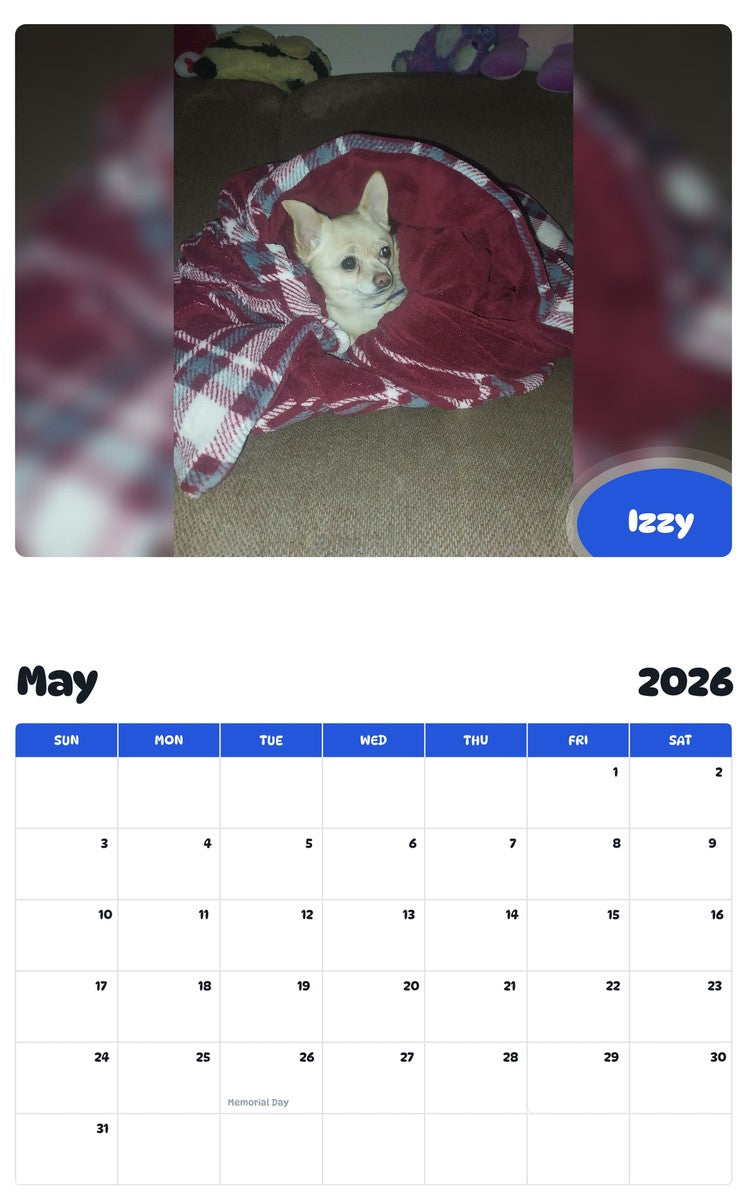 2026 - 2027 Izzy - Pawidols Pet Calendar