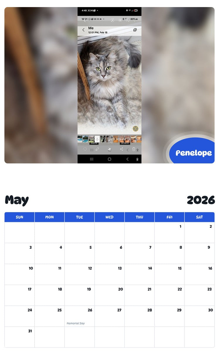 2026 - 2027 Penelope - Pawidols Pet Calendar