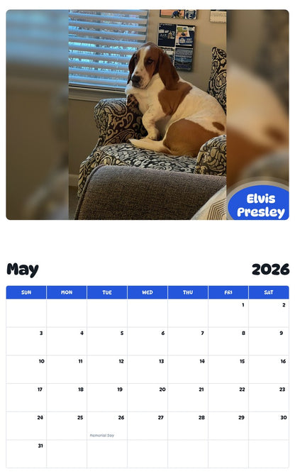 2026 - 2027 Elvis Presley - Pawidols Pet Calendar