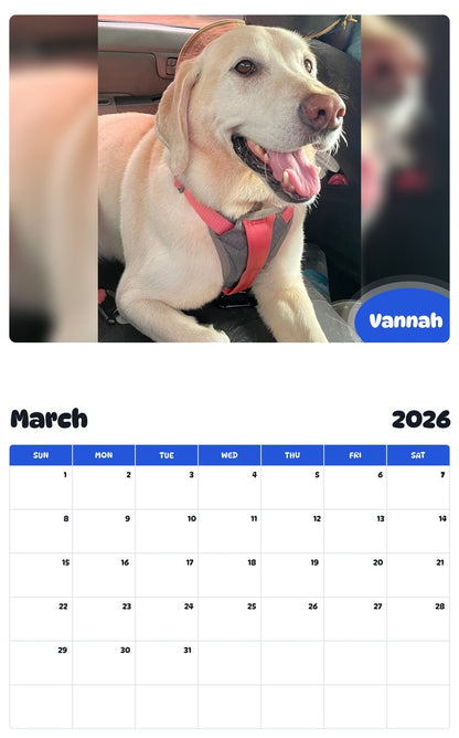 November 2025 - October 2026 Vannah - Pawidols Pet Calendar