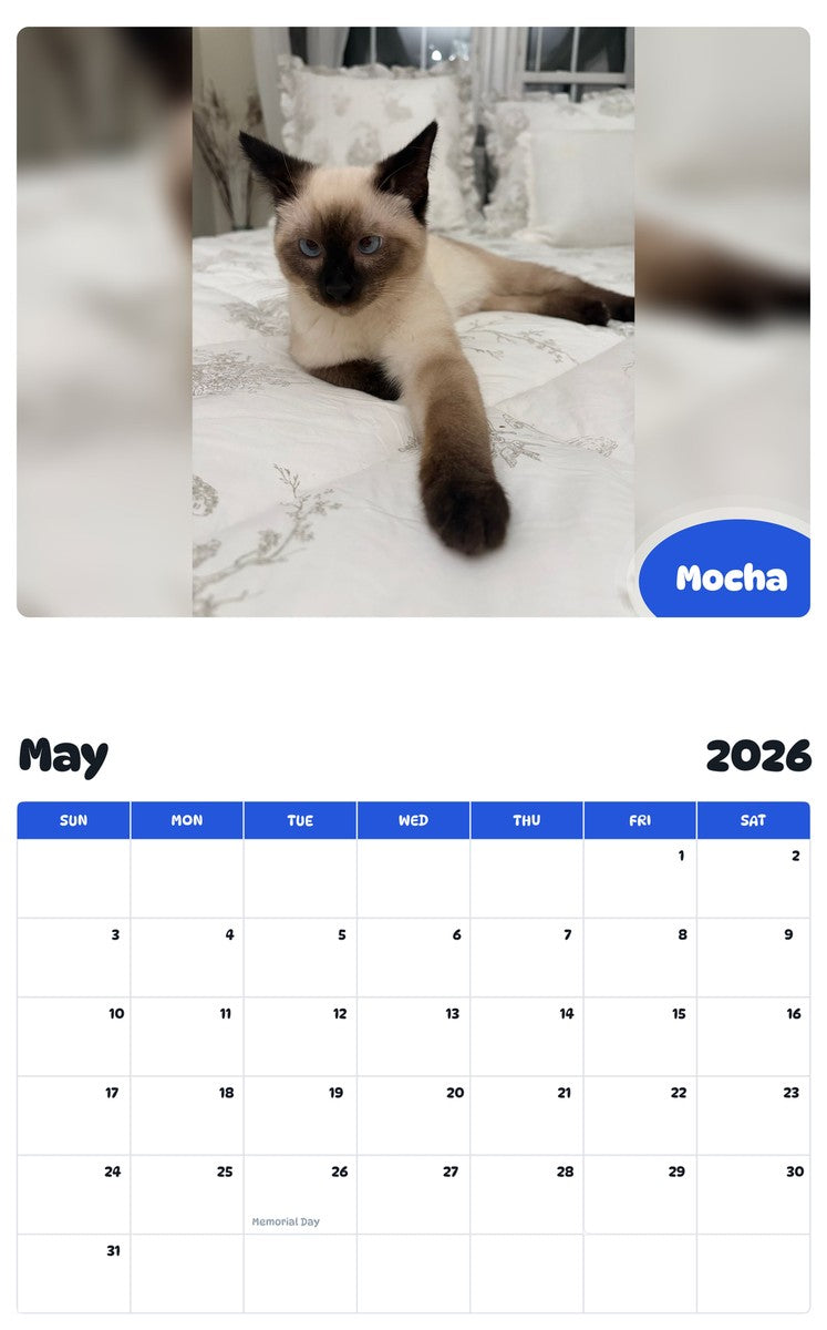2026 - 2027 Mocha - Pawidols Pet Calendar