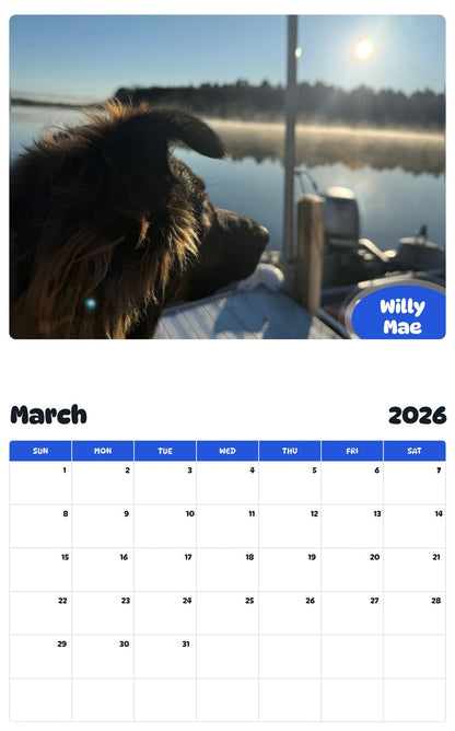November 2025 - October 2026 Willy Mae - Pawidols Pet Calendar