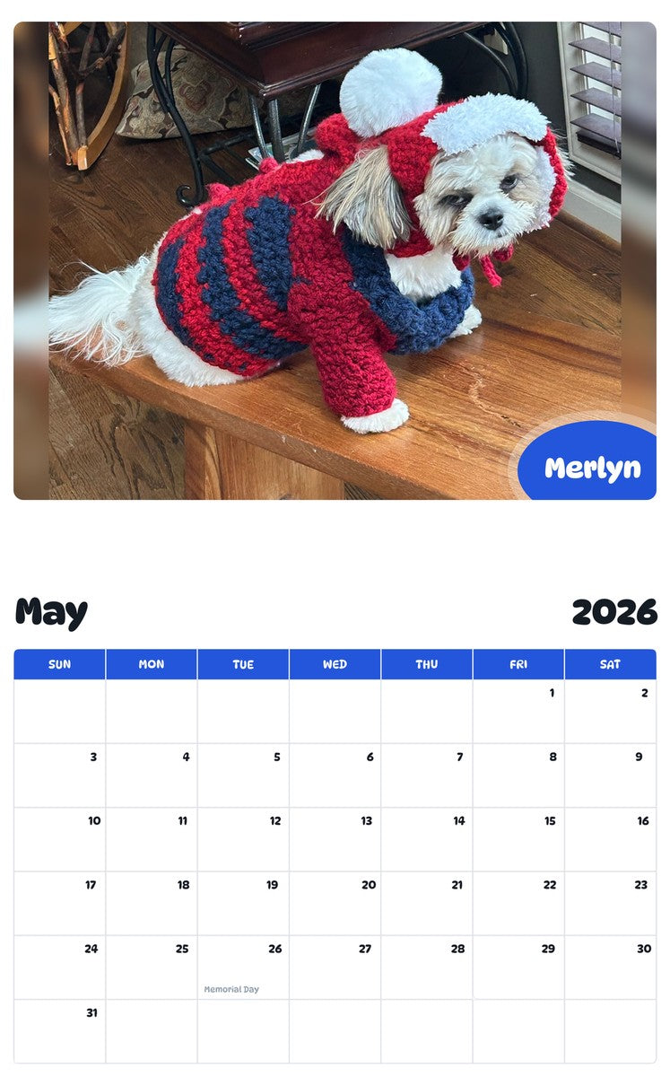 2026 - 2027 Merlyn - Pawidols Pet Calendar