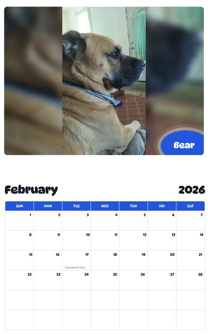 October 2025 - September 2026 Bear - Pawidols Pet Calendar