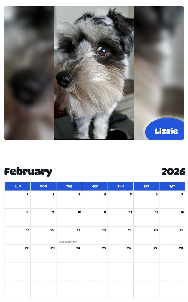 October 2025 - September 2026 Lizzie - Pawidols Pet Calendar