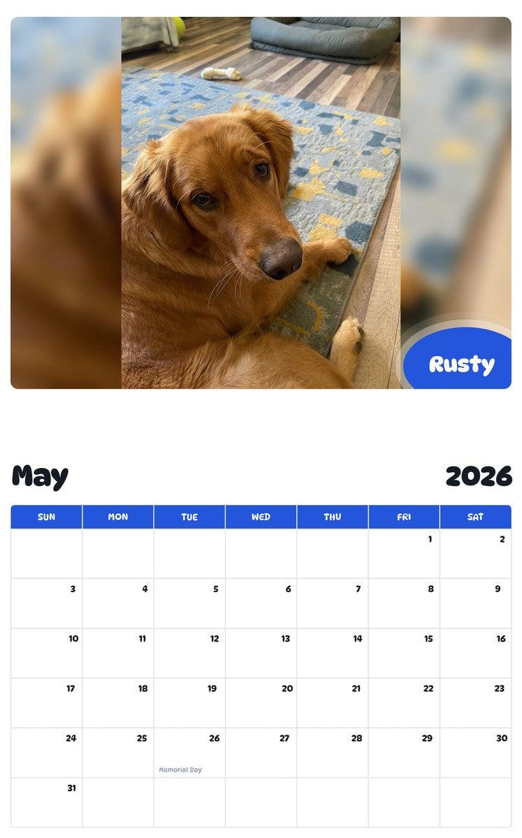 2026 - 2027 Rusty - Pawidols Pet Calendar