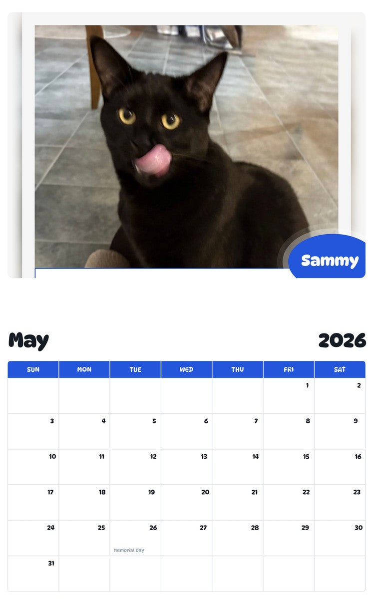 2026 - 2027 Sammy - Pawidols Pet Calendar