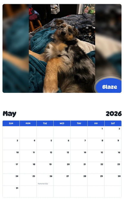 2026 - 2027 Blaze - Pawidols Pet Calendar