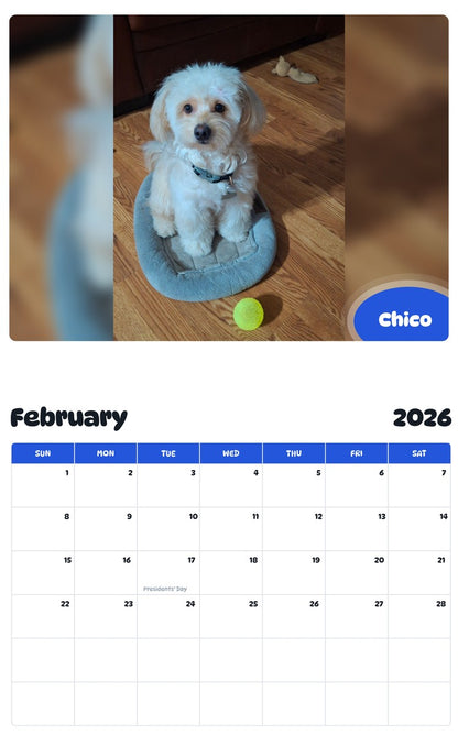 October 2025 - September 2026 Chico - Pawidols Pet Calendar