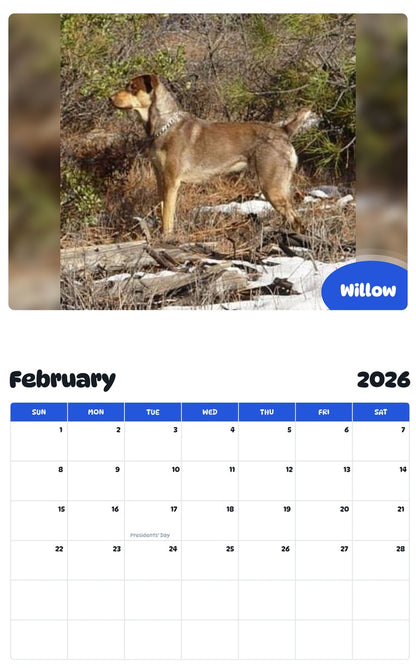 October 2025 - September 2026 Willow - Pawidols Pet Calendar