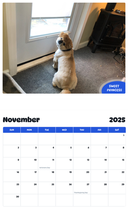 July 2025 - June 2026 Sweet Princess - Pawidols Pet Calendar