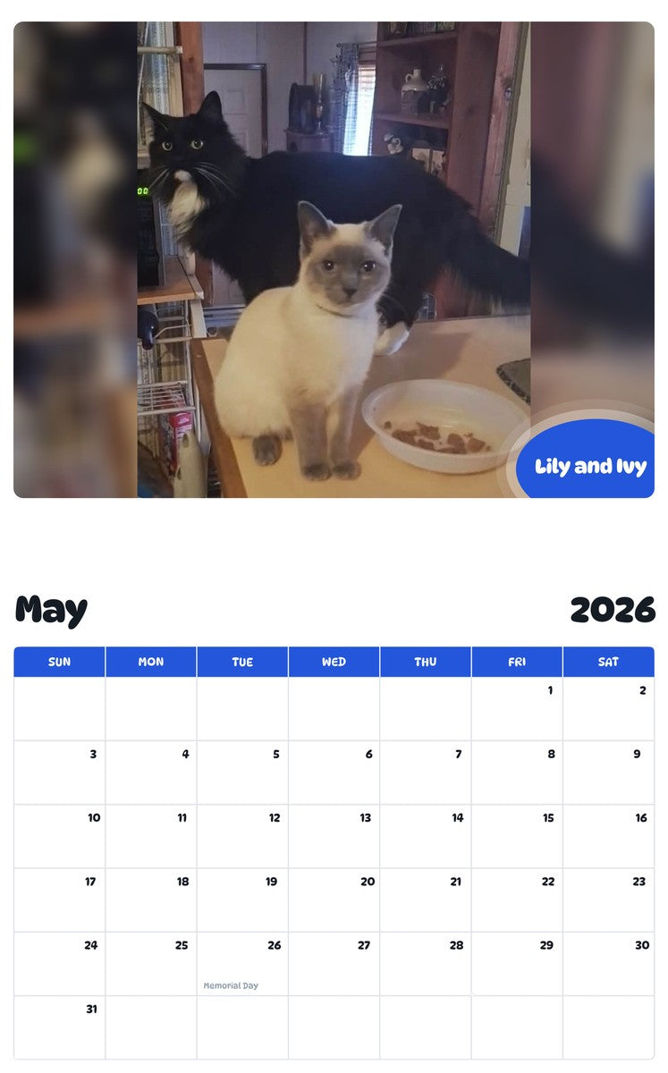 2026 - 2027 Lily and Ivy - Pawidols Pet Calendar