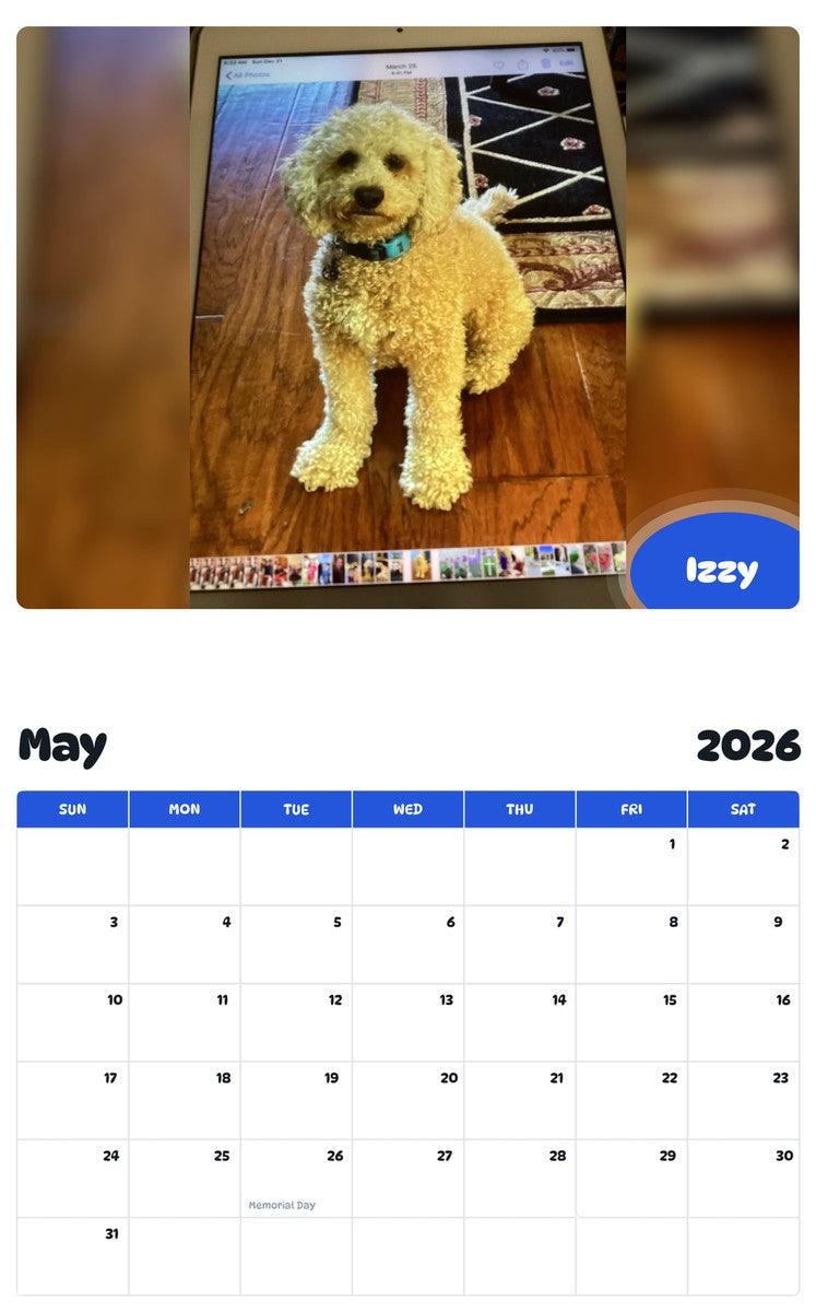 2026 - 2027 Izzy - Pawidols Pet Calendar