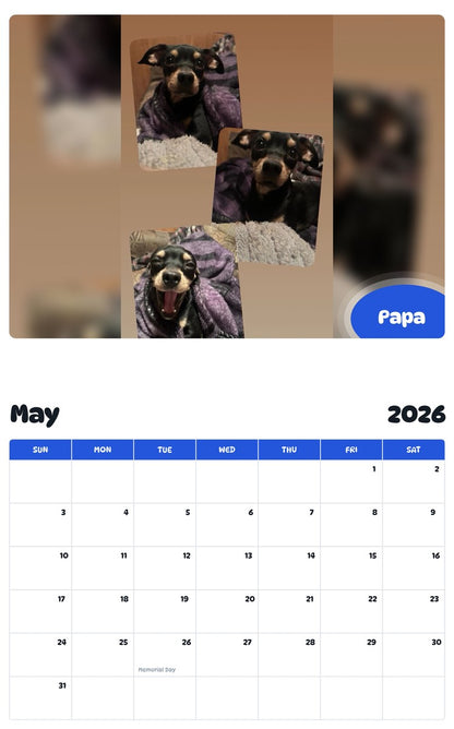2026 - 2027 Papa - Pawidols Pet Calendar