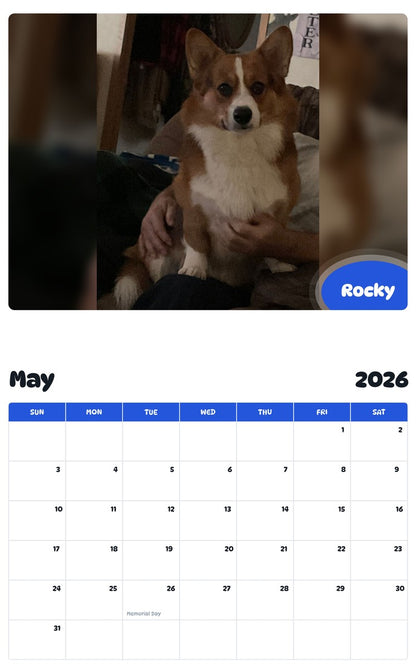 2026 - 2027 Rocky - Pawidols Pet Calendar