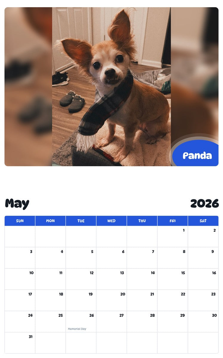 2026 - 2027 Panda - Pawidols Pet Calendar