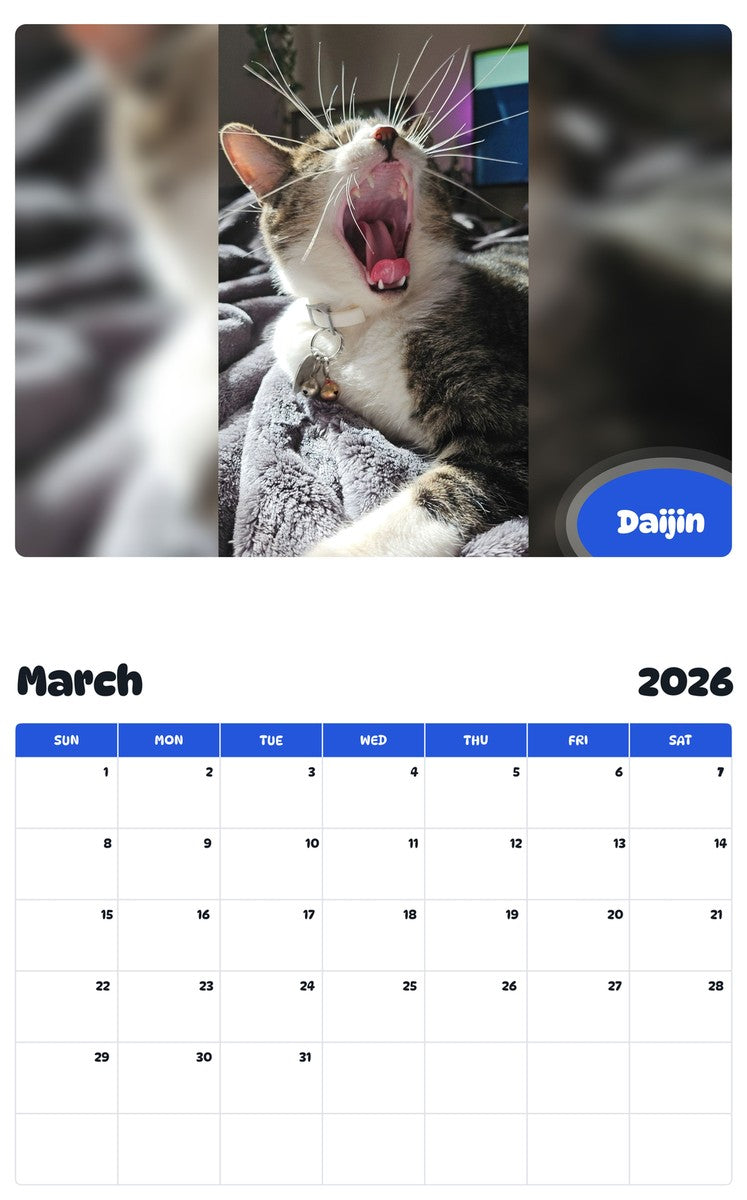 November 2025 - October 2026 Daijin - Pawidols Pet Calendar