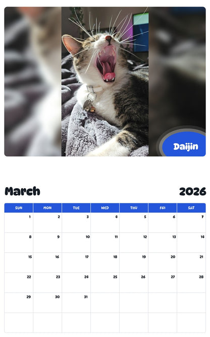 November 2025 - October 2026 Daijin - Pawidols Pet Calendar
