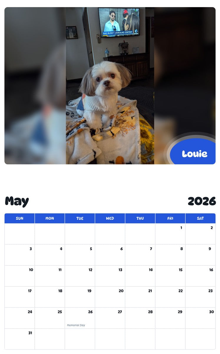 2026 - 2027 Louie - Pawidols Pet Calendar