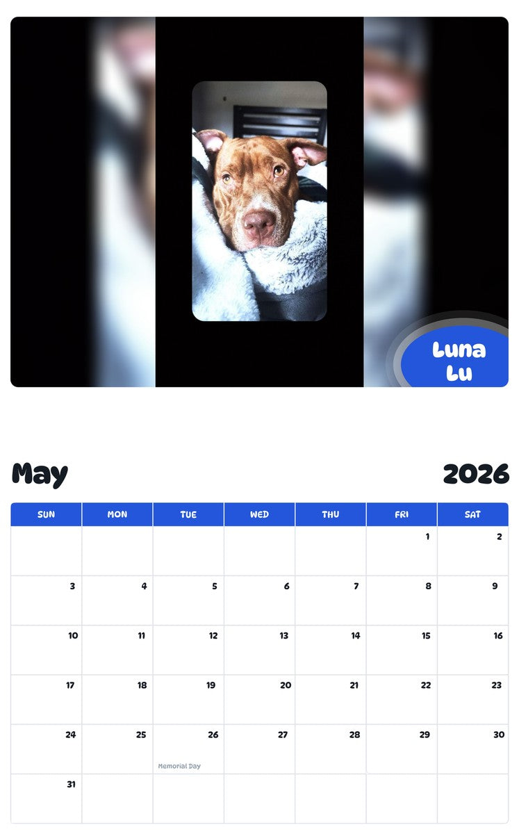 2026 - 2027 Luna Lu - Pawidols Pet Calendar