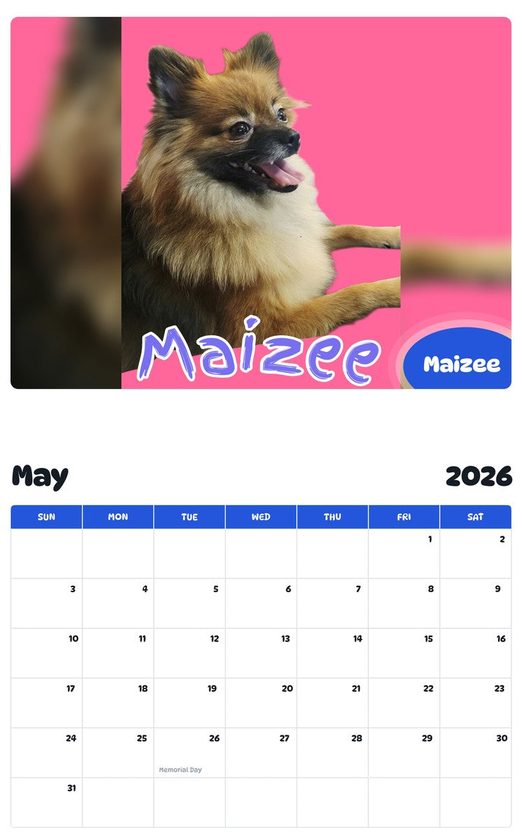 2026 - 2027 Maizee - Pawidols Pet Calendar