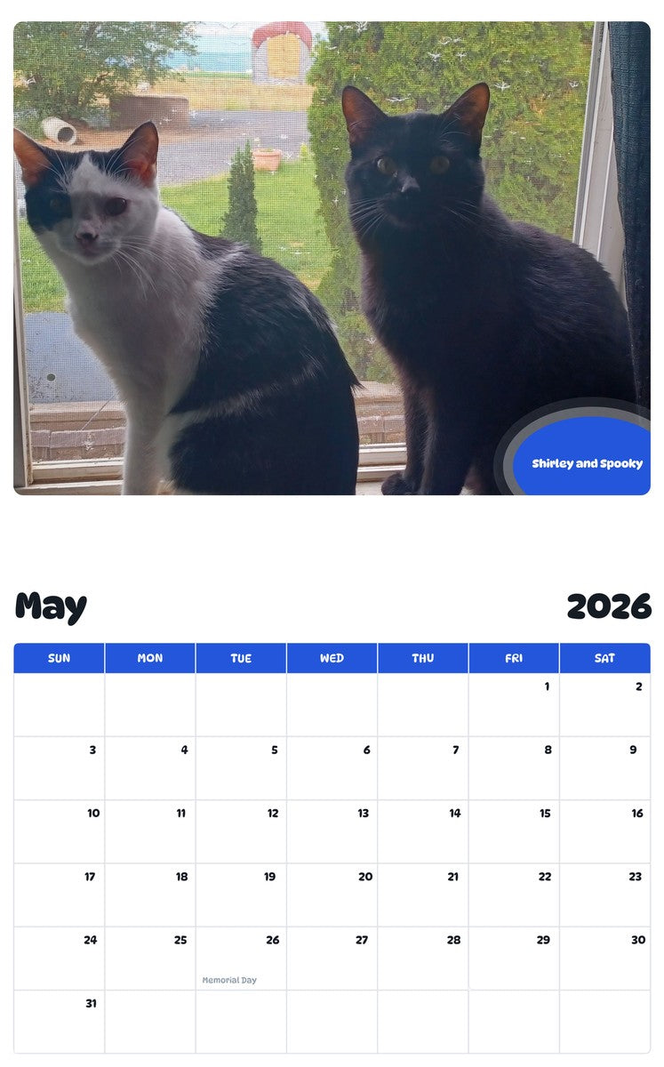 2026 - 2027 Shirley and Spooky - Pawidols Pet Calendar