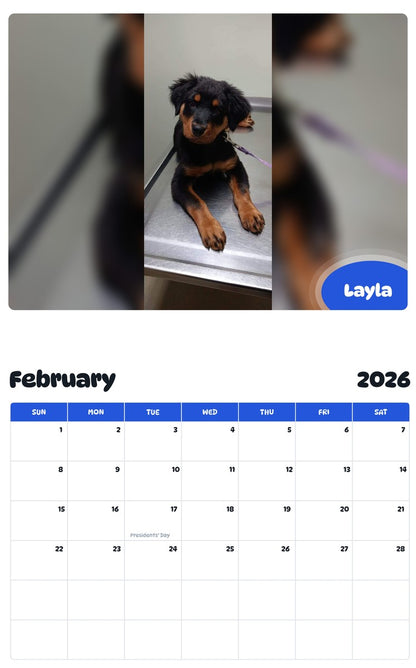 October 2025 - September 2026 Layla - Pawidols Pet Calendar