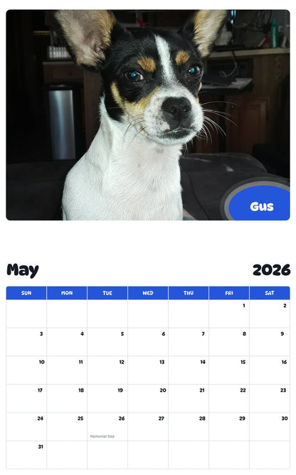 2026 - 2027 Gus - Pawidols Pet Calendar
