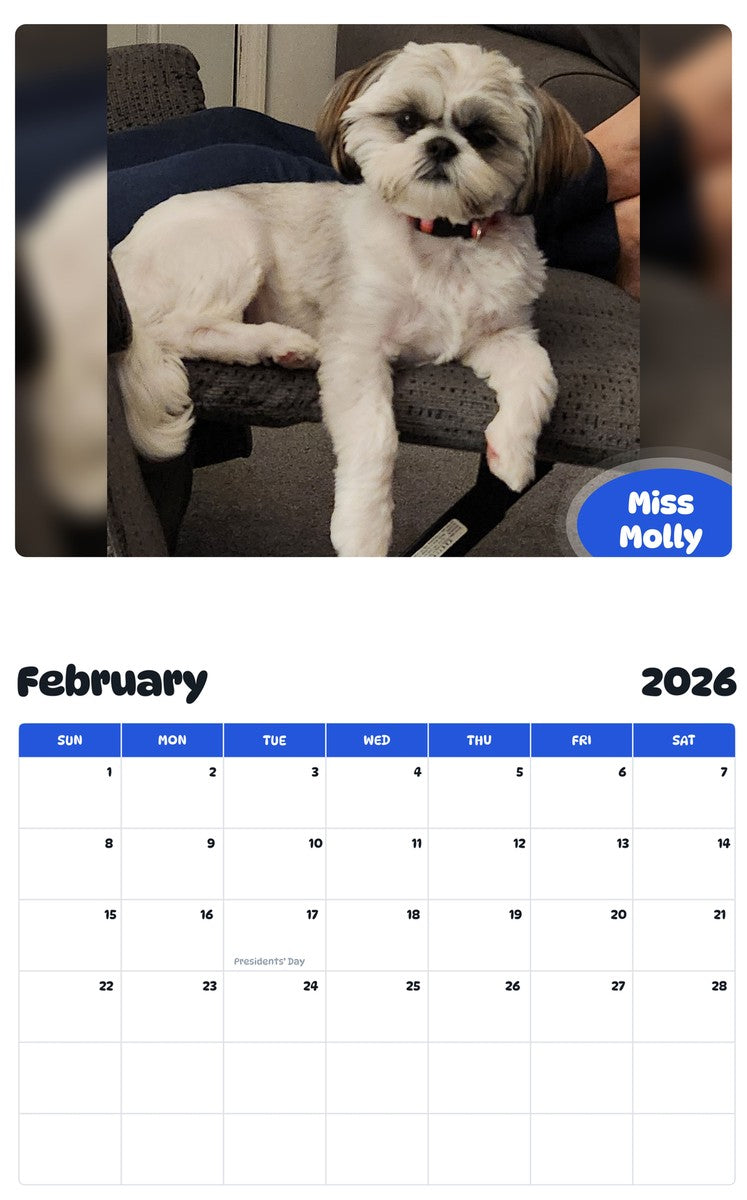 October 2025 - September 2026 Miss Molly - Pawidols Pet Calendar