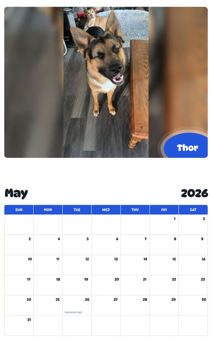 2026 - 2027 Thor - Pawidols Pet Calendar