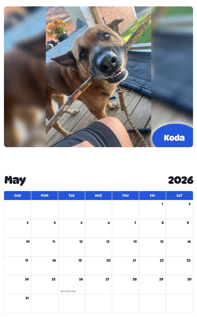 2026 - 2027 Koda - Pawidols Pet Calendar