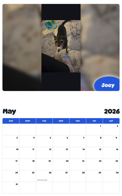 2026 - 2027 Joey - Pawidols Pet Calendar